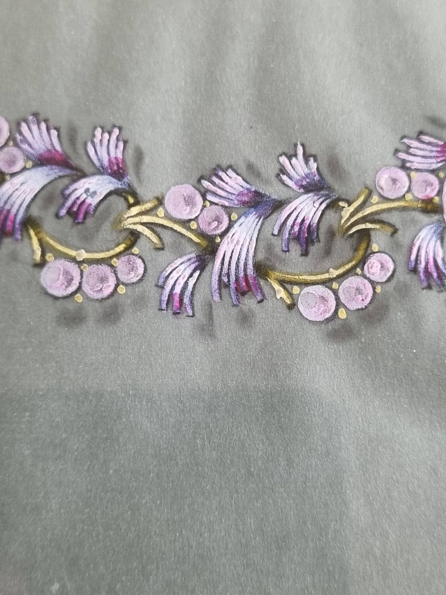 Art Deco Gouache 1930 – Framed Floral Necklace Prototype 23×28 cm