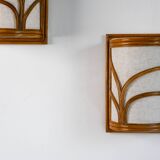 Paire de lampes murales en rotin de style moderne du milieu du siècle
