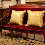 18th Century French Hand Carved Mahogany Upholstered Sofa in the style of George Jacob