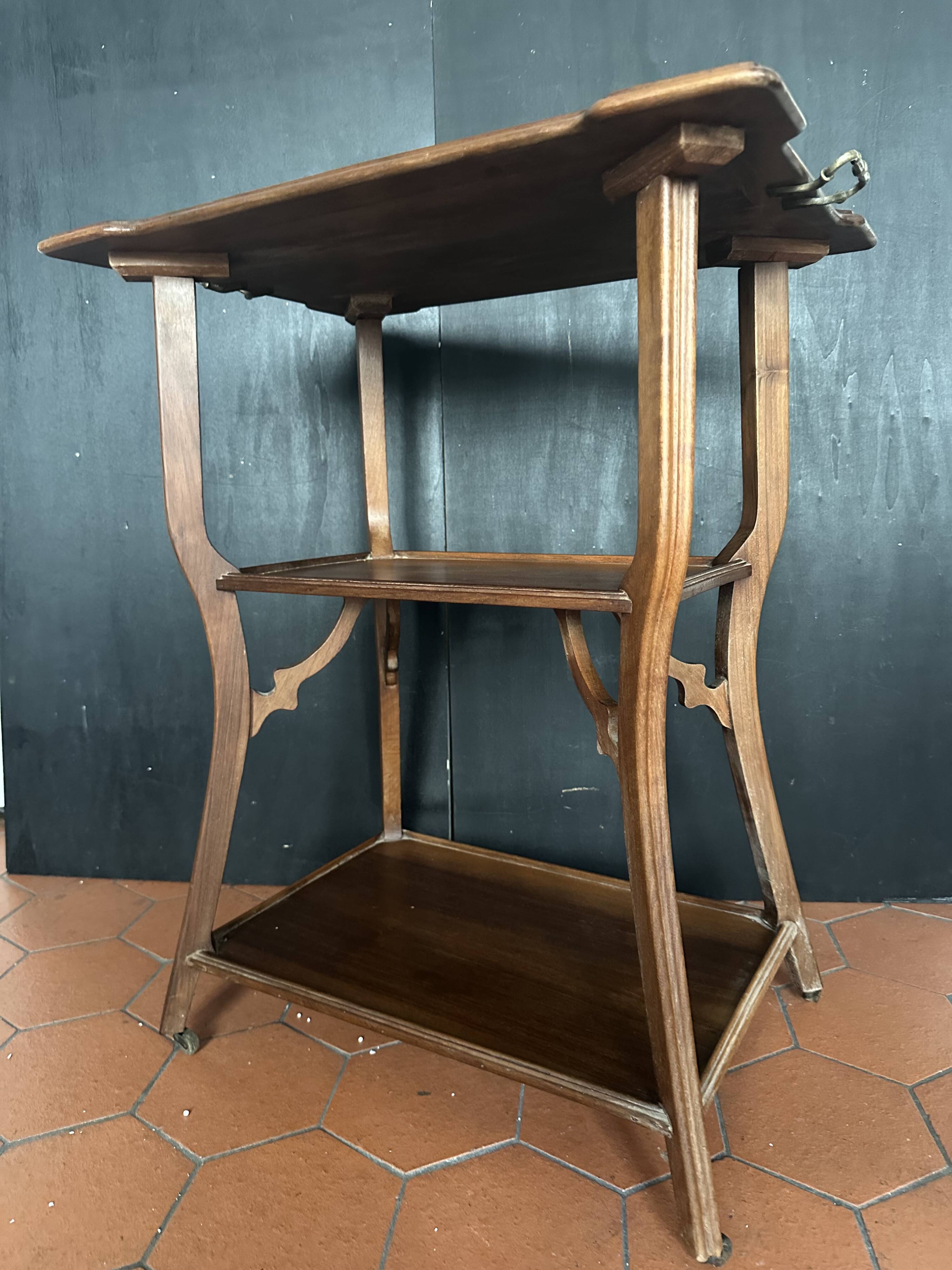 Walnut wheeled dessert trolley, circa 1900