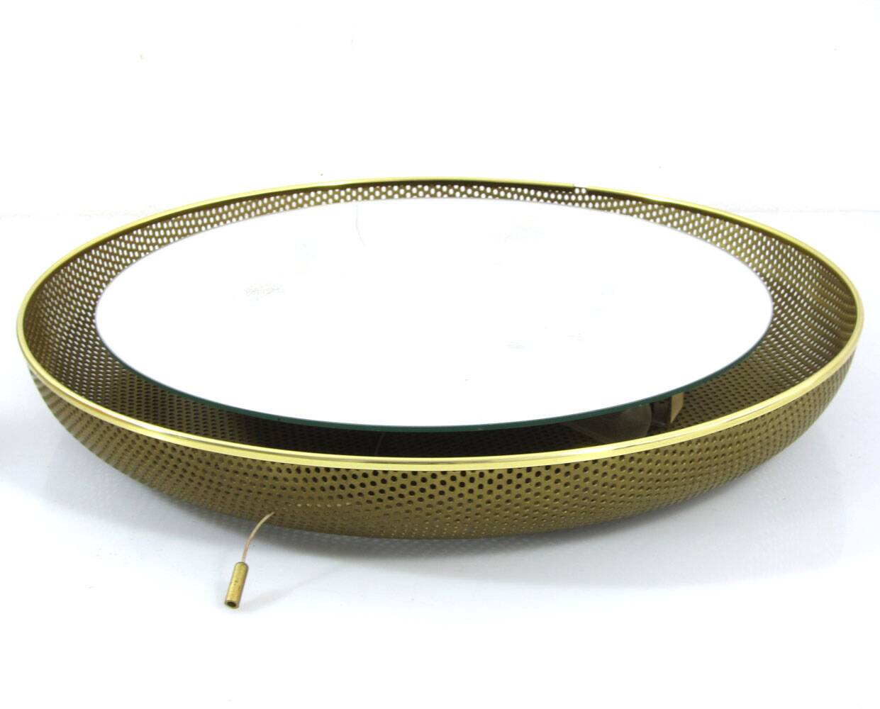 Gold Mathieu Mategot for Artimeta 1950s vintage mirror with light