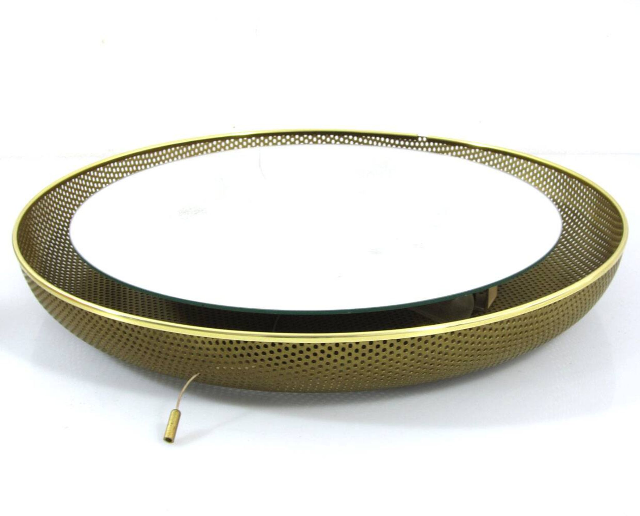 Vintage gold mirror by Mathieu Mategot for Artimeta from the 1950s with light.