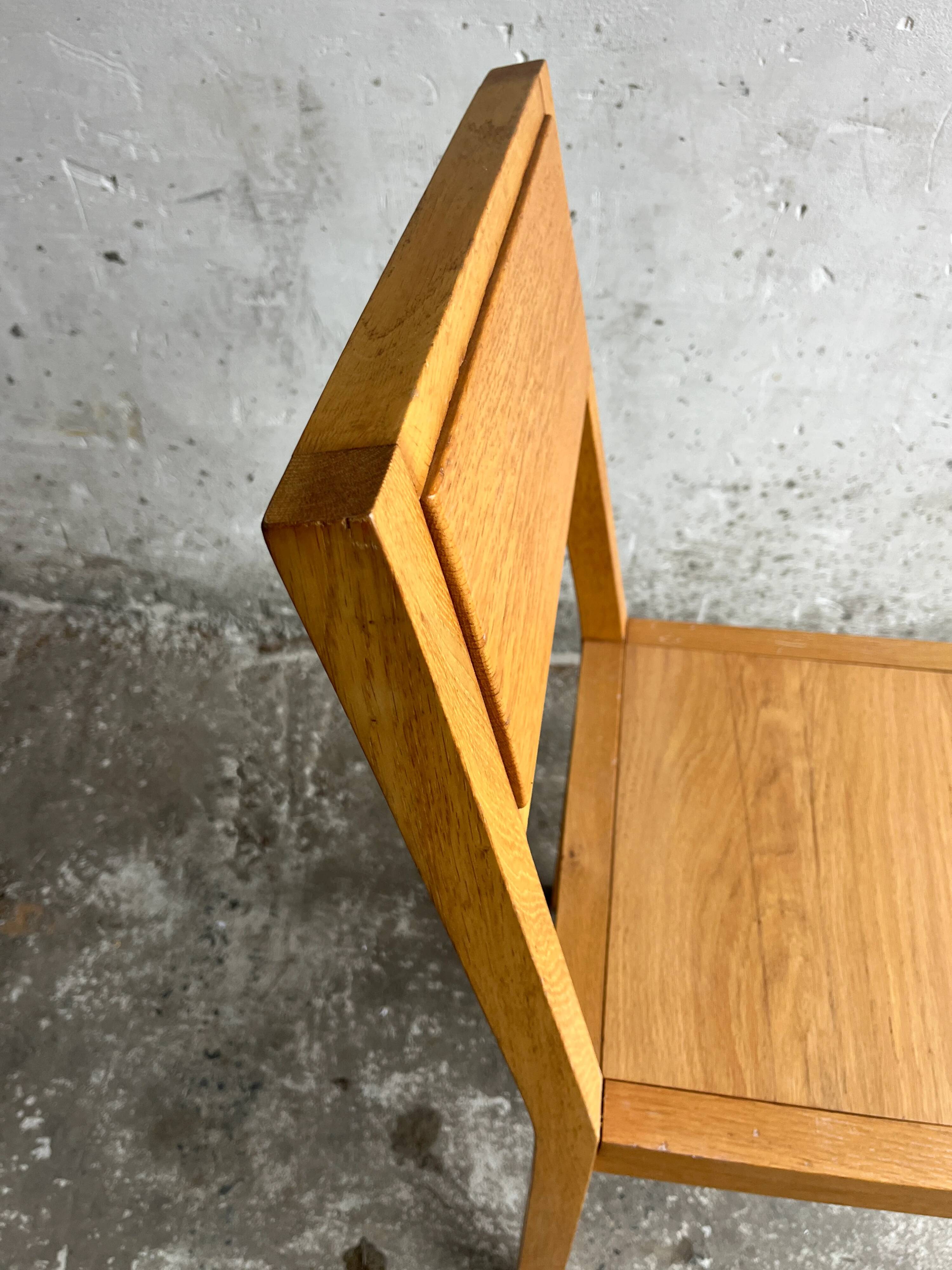 Set of 4 solid oak dining chairs – 1990s