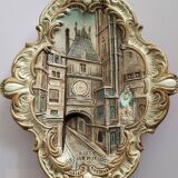 Polychrome slip wall plaque signed WS&S Rouen