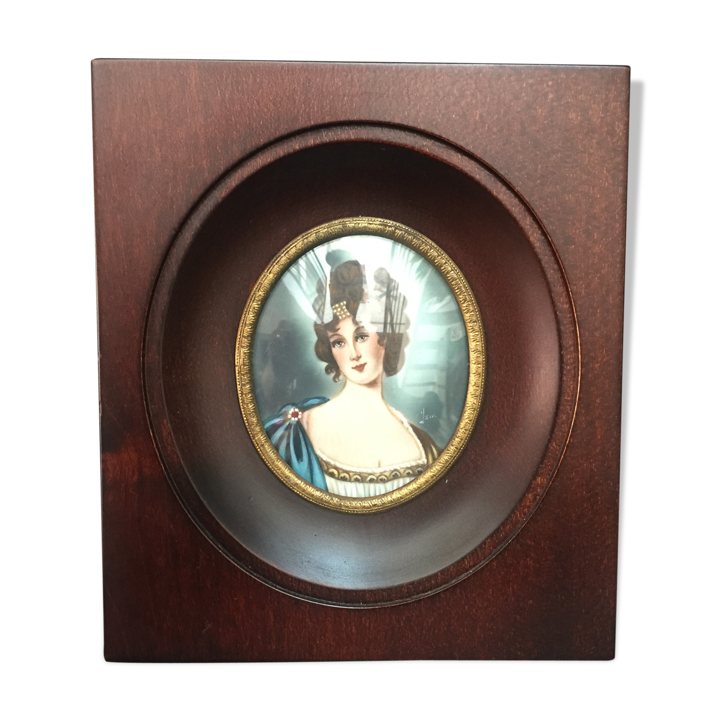 Miniature on ivory - young woman Empire era - Signed Jan