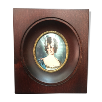 Miniature on ivory - young woman Empire era - Signed Jan
