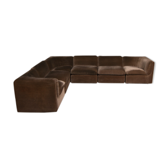 Element sofa in brown velvet, set of 5