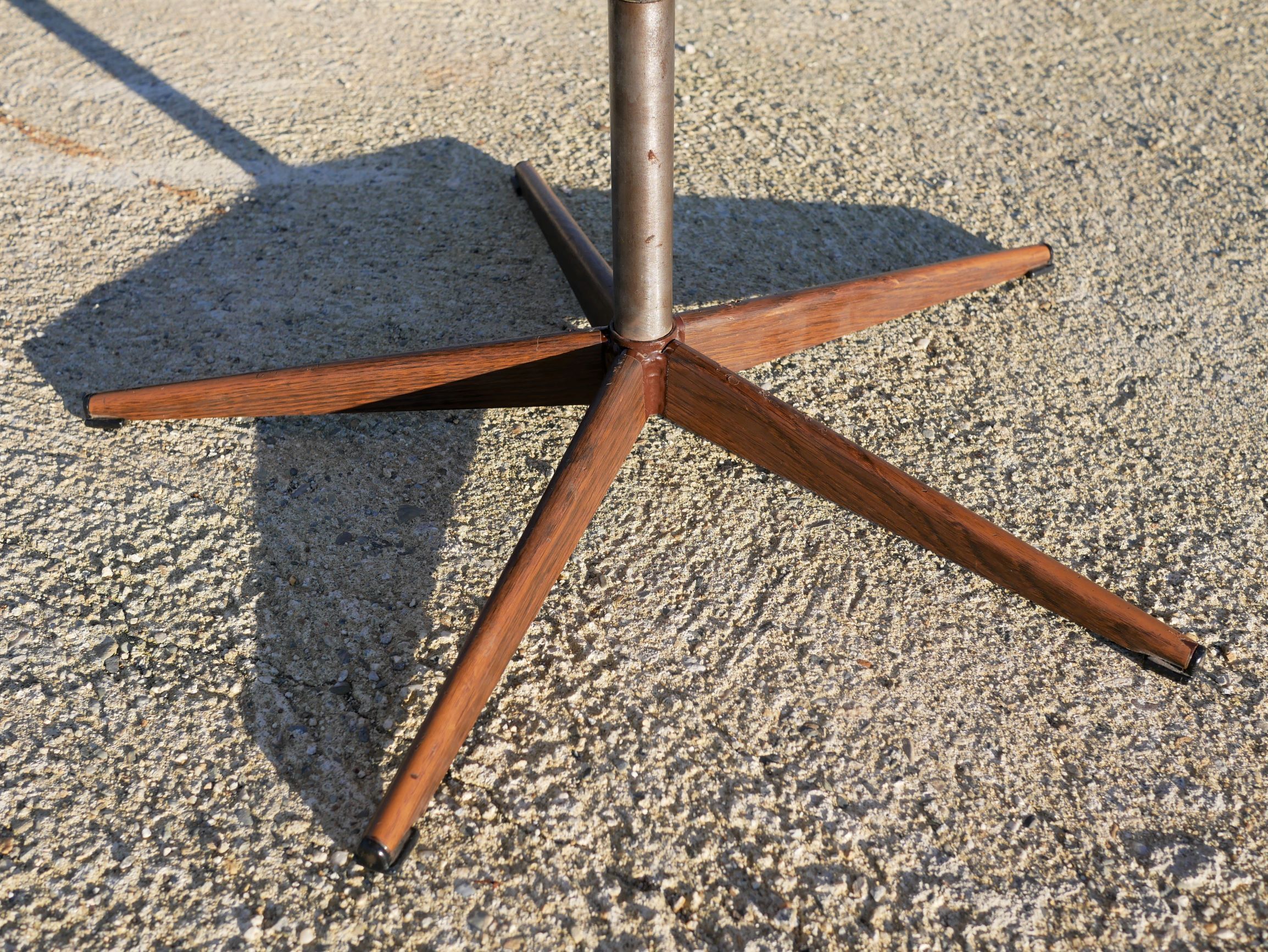 Armchair swivel vintage leather, wood and metal