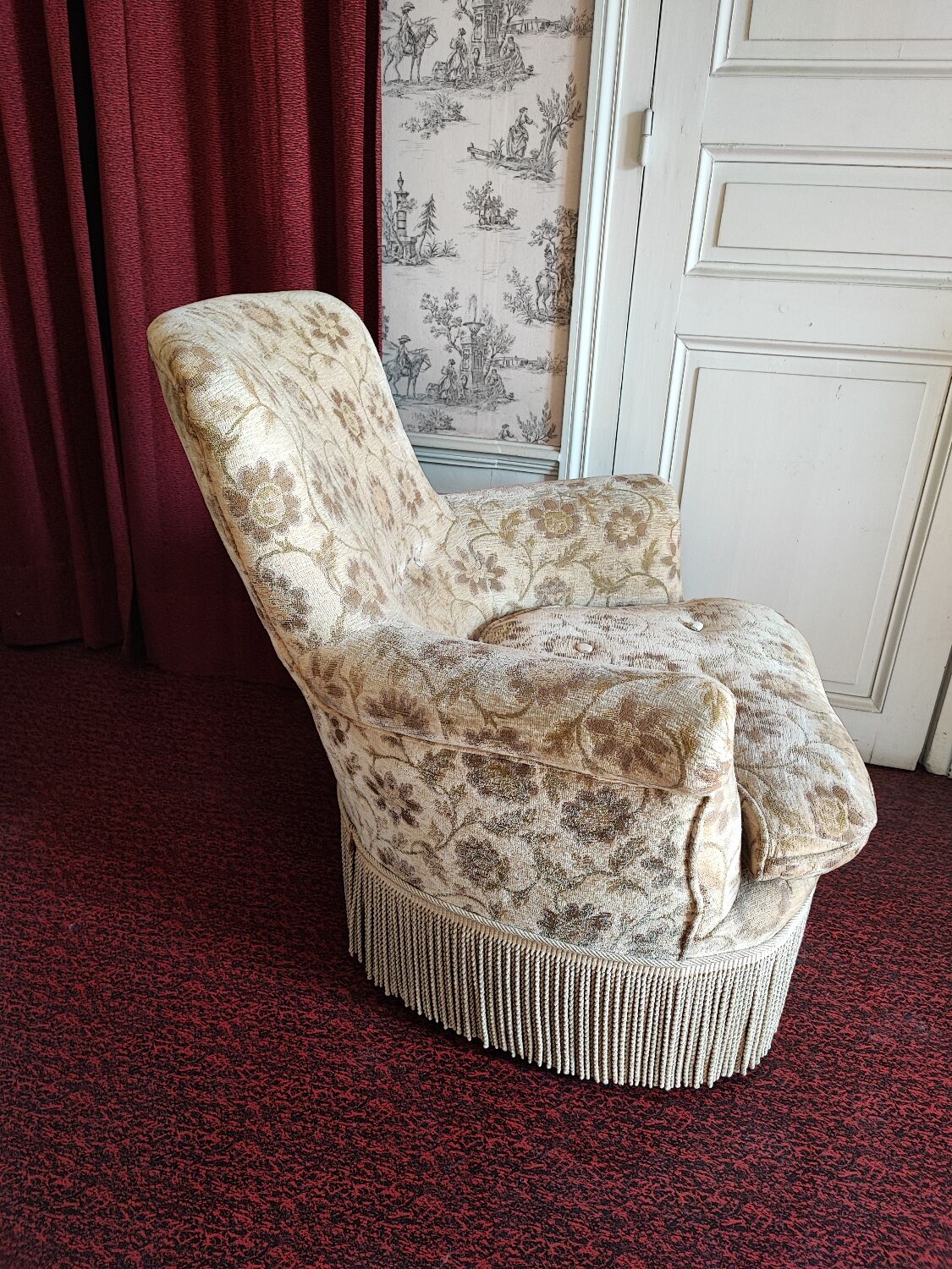 Vintage velvet toad armchair