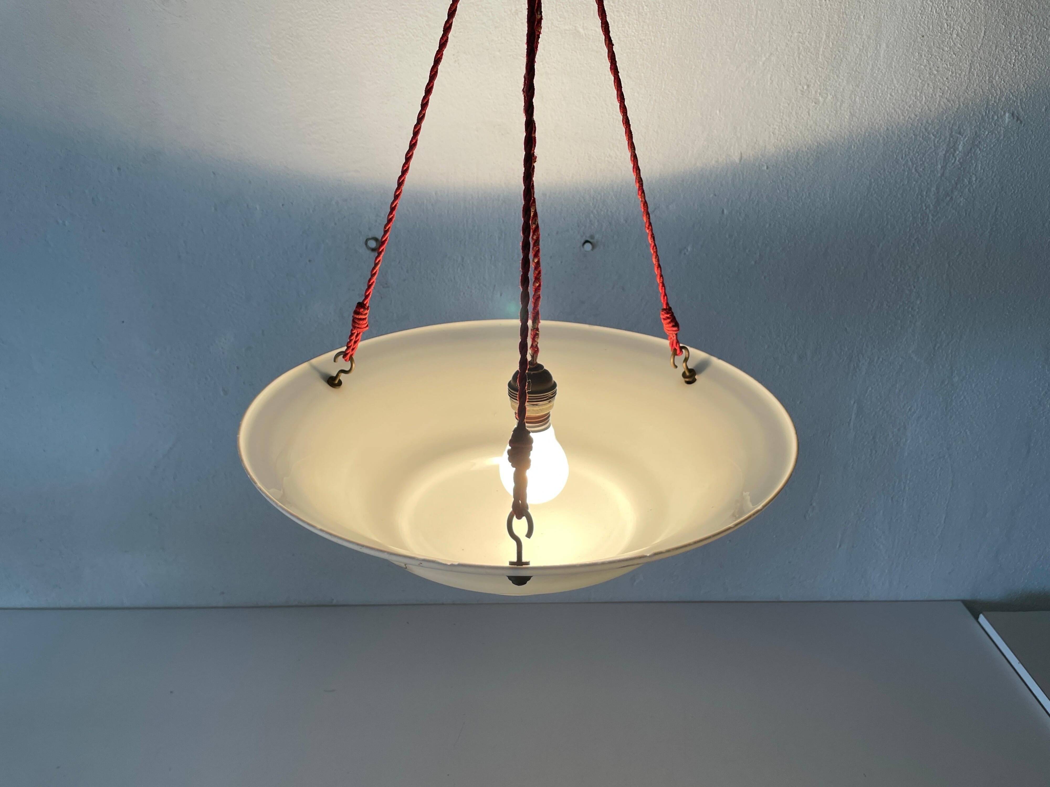 Art Deco suspended lamp in white marble-effect glass, 1940s, Germany.