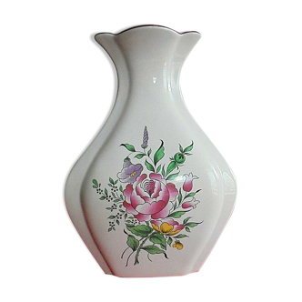 Vase St Clément Lunéville n° 9130 motifs fleurs sur 4 faces