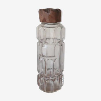 Glass bottle with wood cap