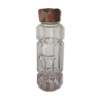 Glass bottle with wood cap