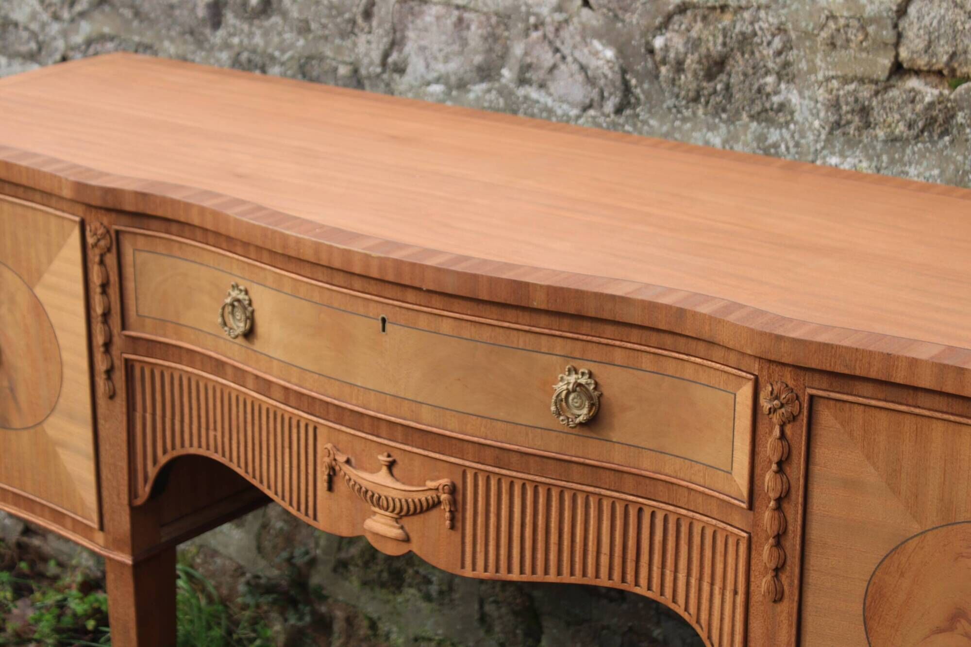 English-made enfilade in Louis XVI style with light wood veneers.