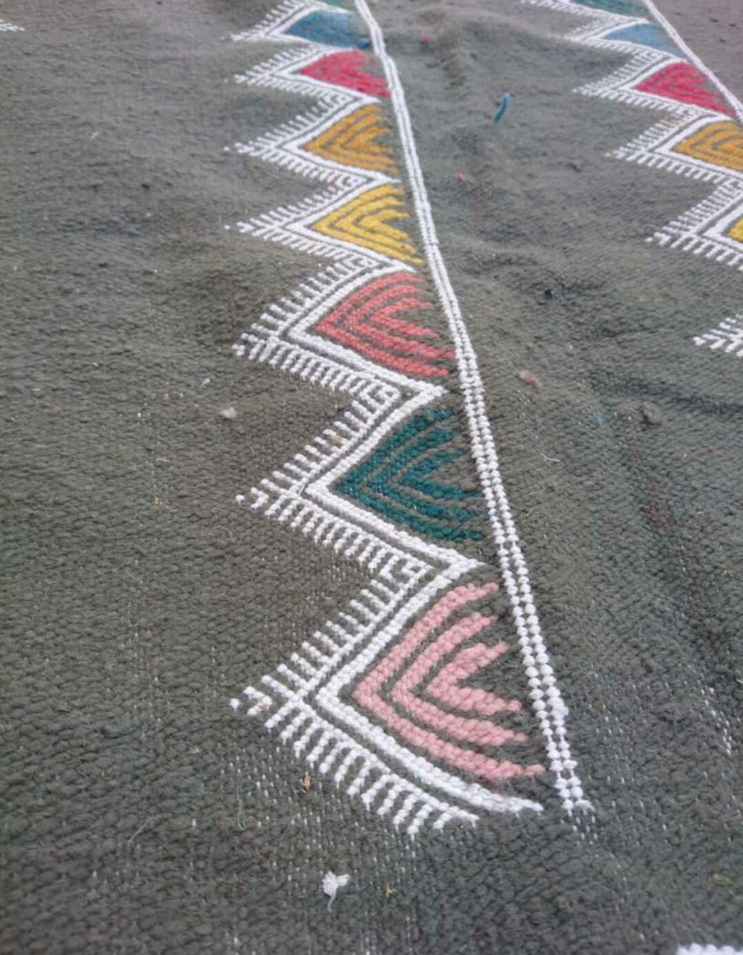 Green berber rug handmade 260x135cm