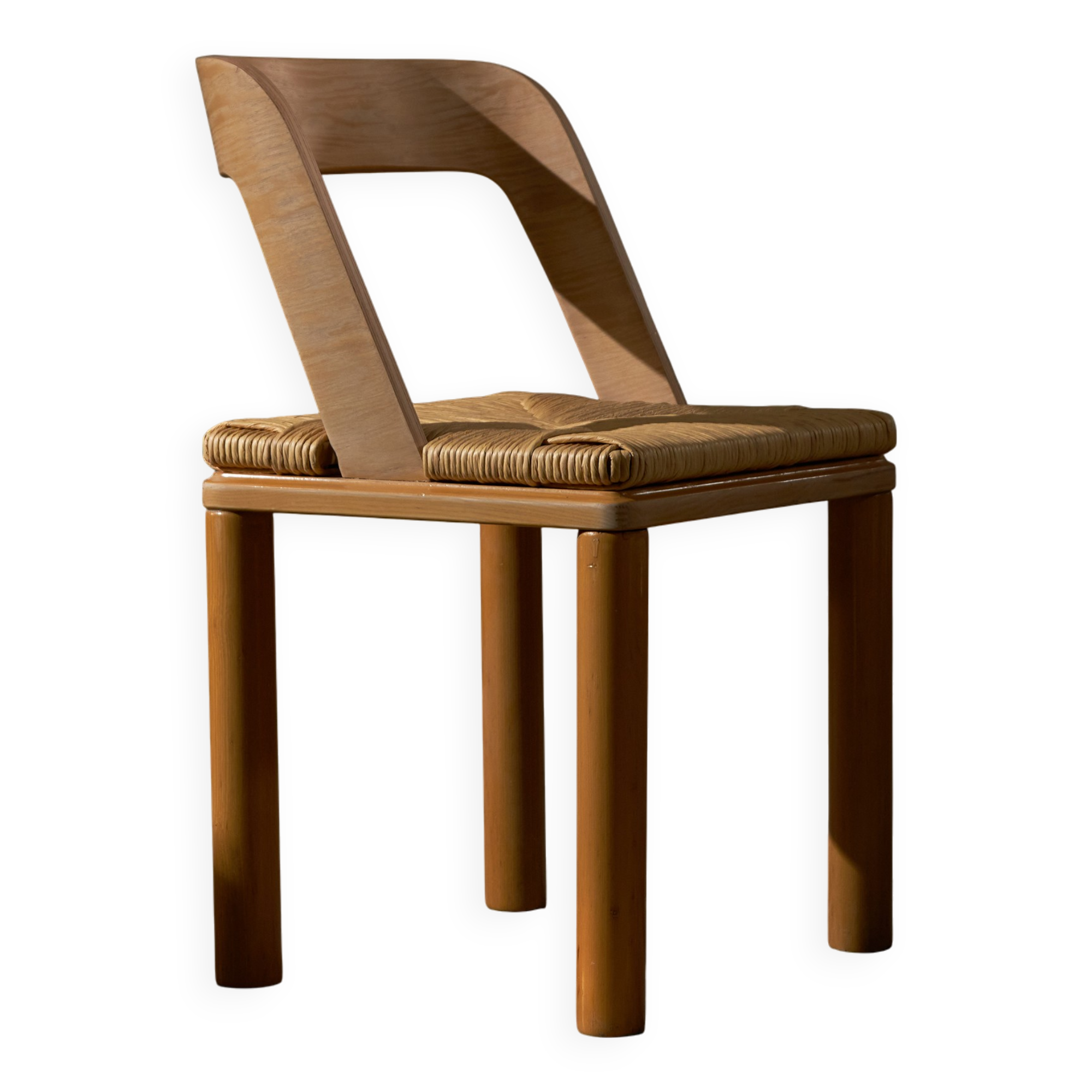 Italian Wooden and Wicker  Chair