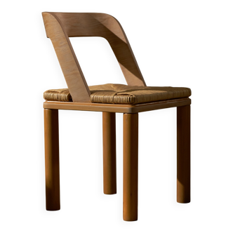 Chaise italienne en bois et osier
