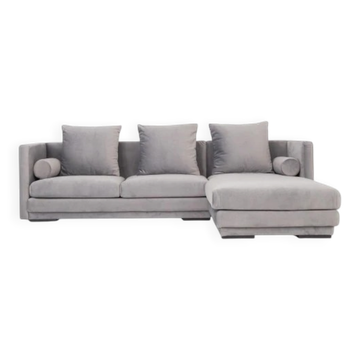 Canapé d'angle Malmo en velours argenté, design scandinave