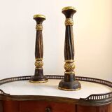 Pair of vintage gilded wood candlesticks