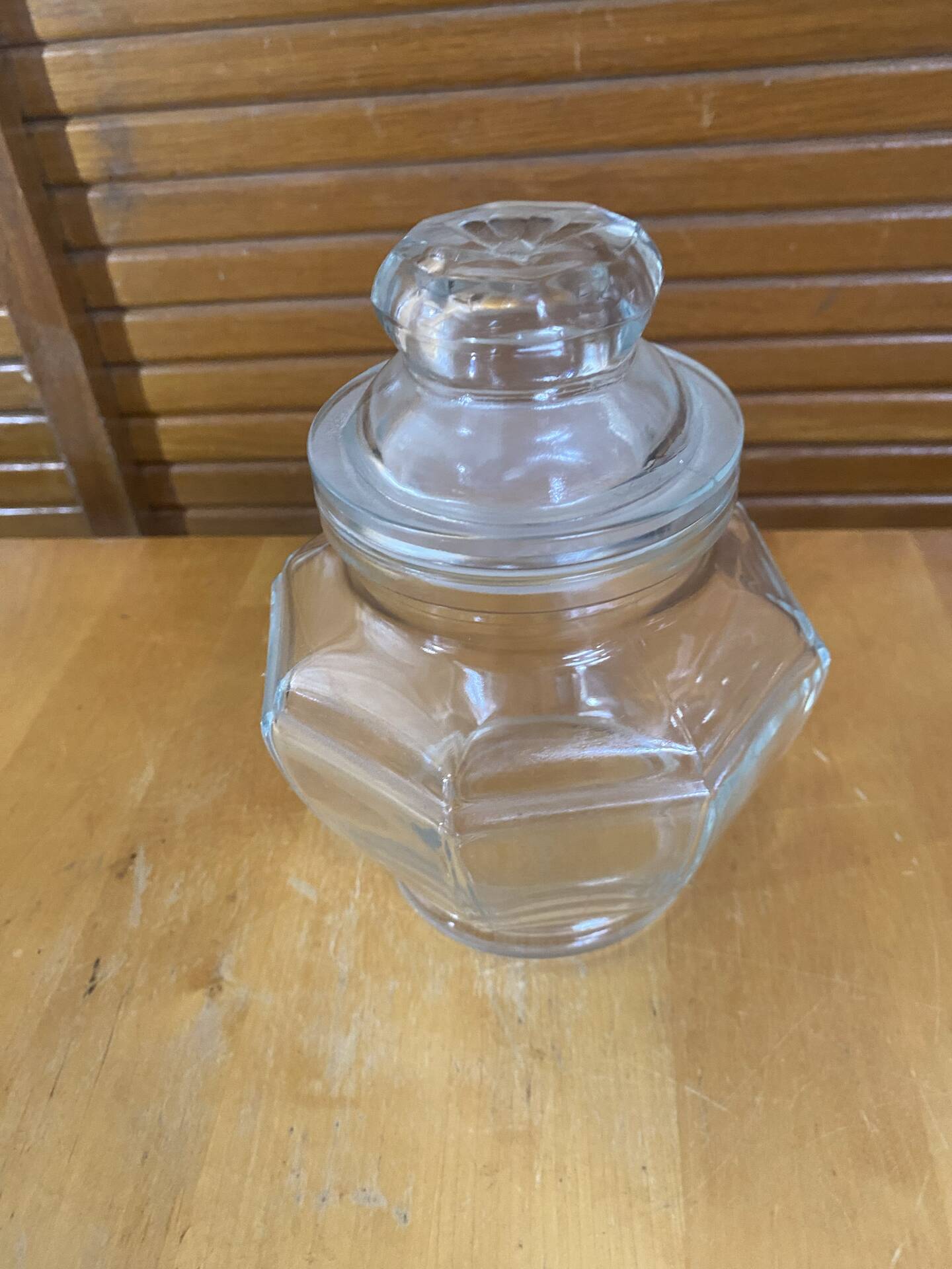 Antique Glass Bonbonnière + Lid Kitchen Storage Italy #