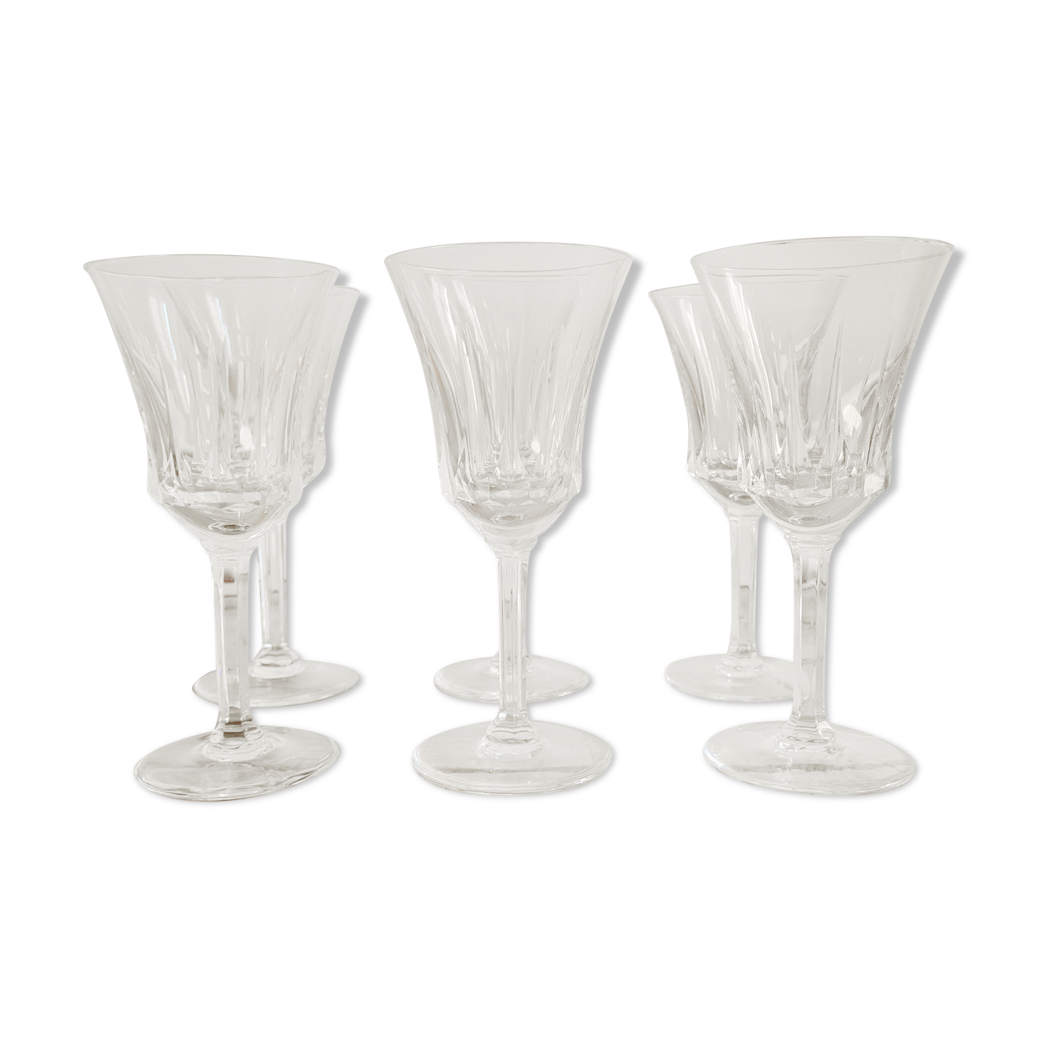 Service of 6 chiseled crystal water glasses
