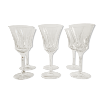 Service of 6 chiseled crystal water glasses