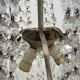 Old large 3-light hot air balloon chandelier in bronze, glass pendants.