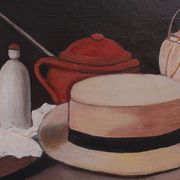 Tableau huile sur toile - chapeau