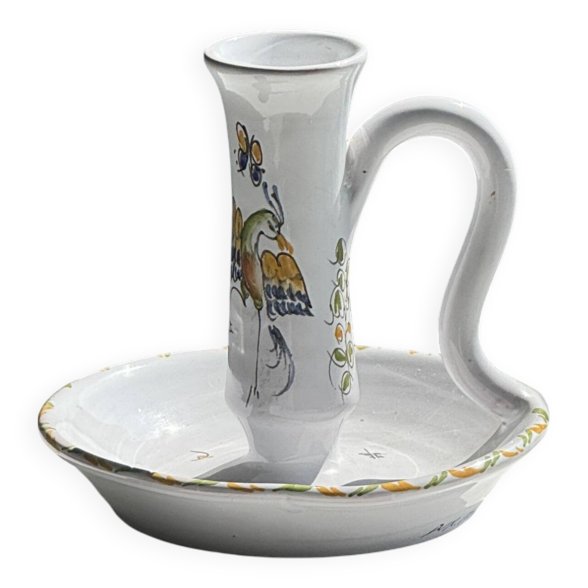 Small terracotta hand candle holder Moustiers H11.5 D12