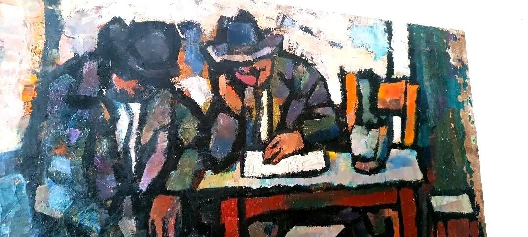 Oil on canvas by Ferruccio Ferri - 1930s - "Sleeping Men" from the Syracus period