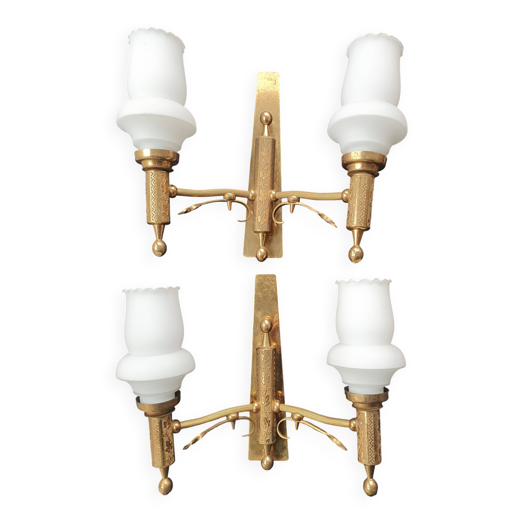 Pair of antique gold wall sconces