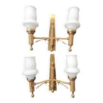 Pair of antique gold wall sconces