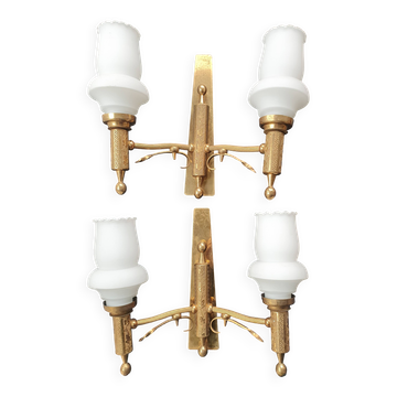 Pair of antique gold wall sconces