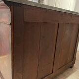 Antique Louis-Philippe commode in walnut burl with marble top.