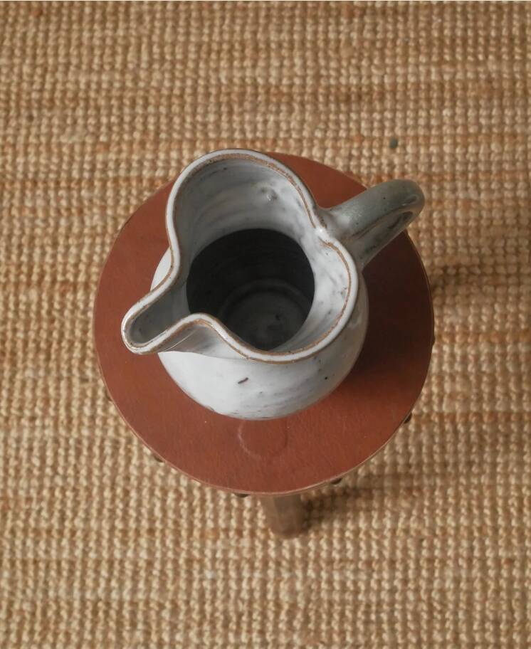 Ceramic pitcher handmade pottery vase with handle Scandinavian country decoration handmade