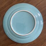 15 turquoise ceramic starter/dessert plates, Sarreguemines style