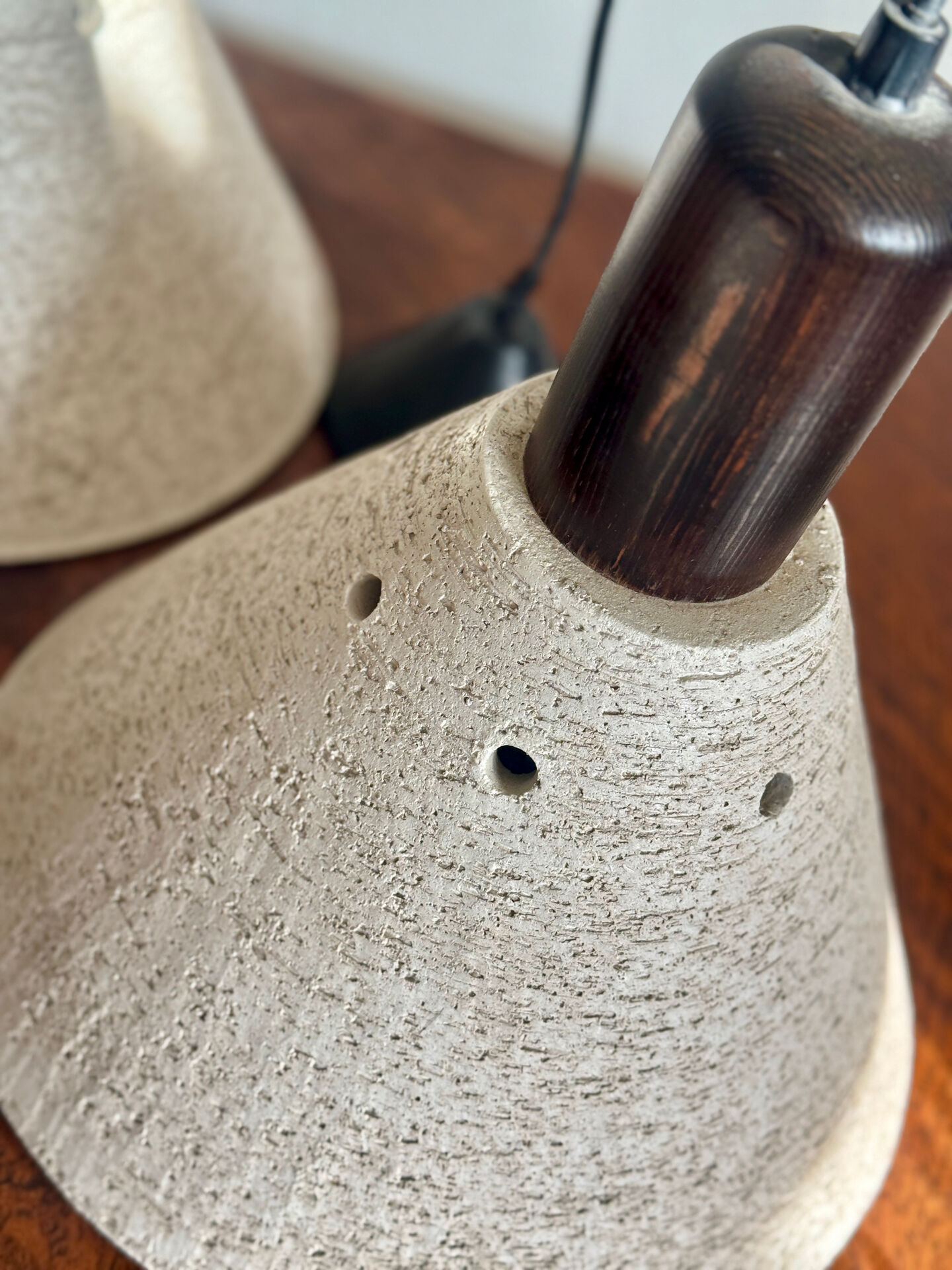 Vintage brutalist ceramic  hanging lamp