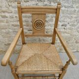 Light wooden neo-rock chair and 1940s mulella seat