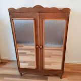 Handcrafted wooden doll cabinet, vintage French 50s