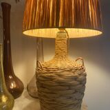 Raffia lamp and shade, 2 M fabric cable