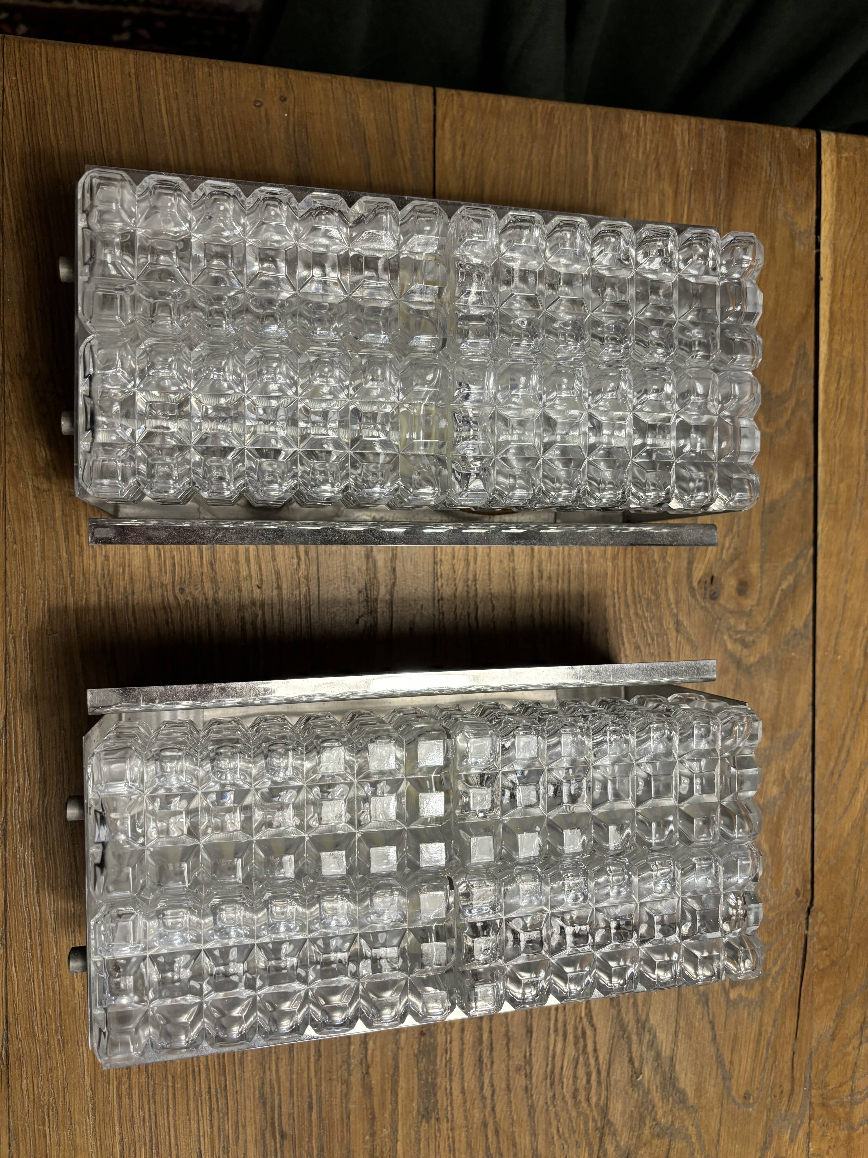 Wall lights metal and glass