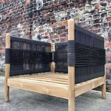 Teak and rope garden armchair, Odette khaki/ecru La Redoute Interiors