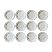 12 Assiettes plates en grès moucheté vintage