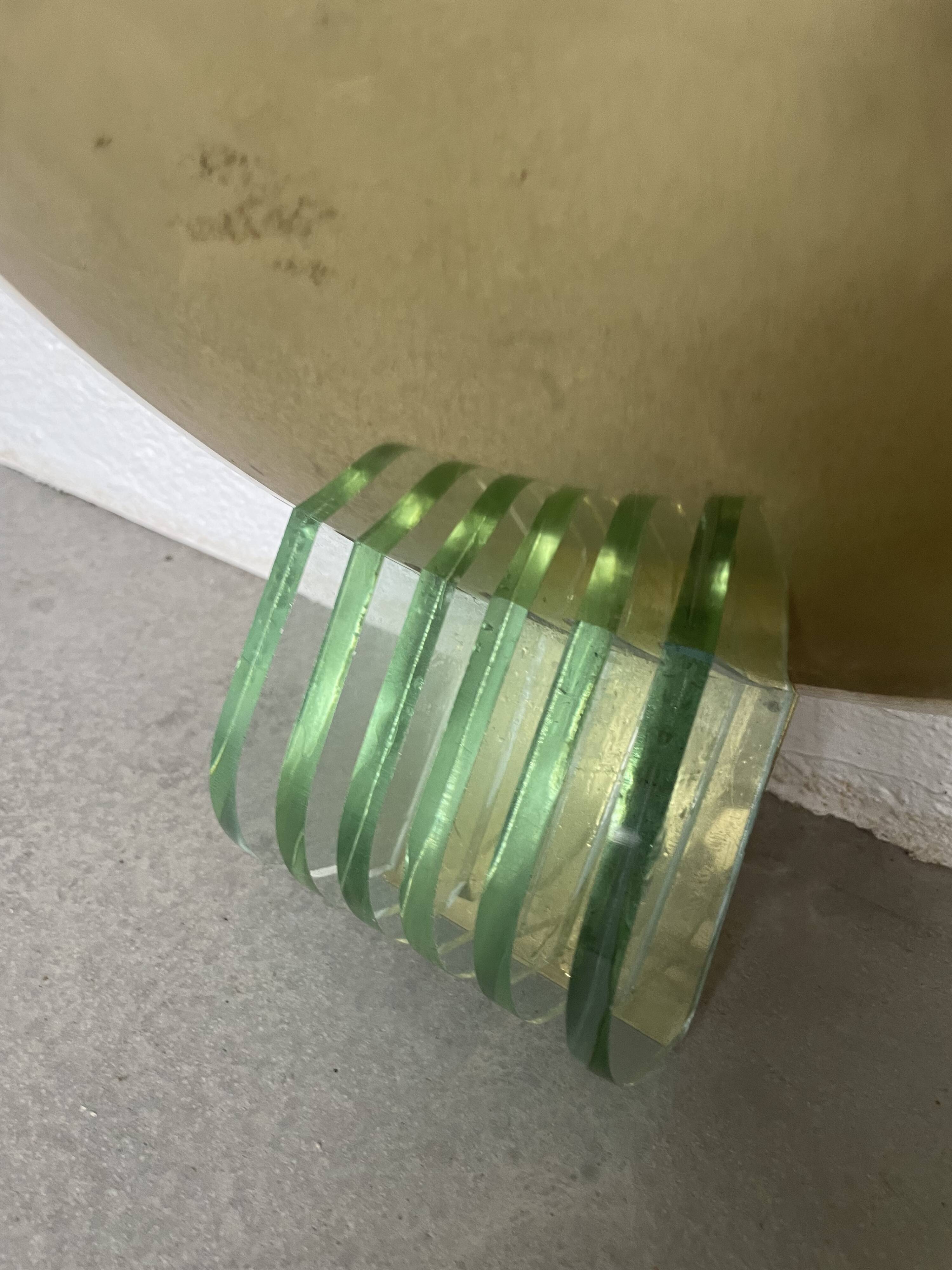 Pair of brass and art deco glass wall lights SCE