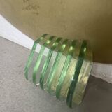 Pair of brass and art deco glass wall lights SCE
