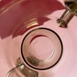 4 Arcoroc coffee cups and saucers in black transparent glass