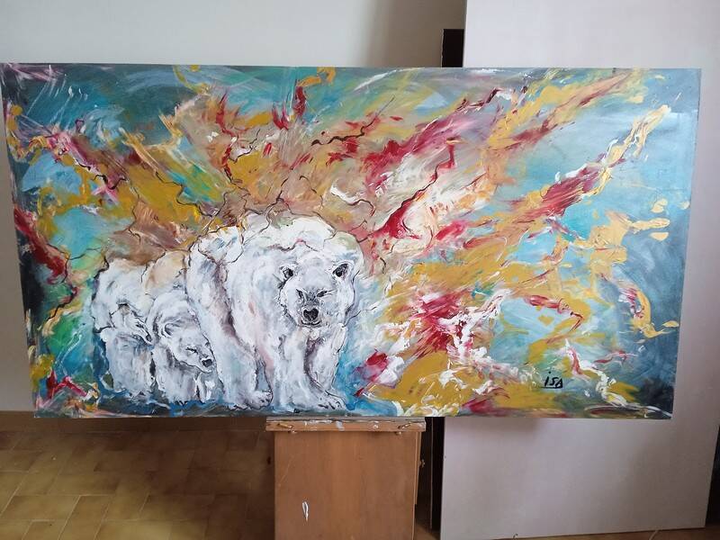 Painting 145cm Acrylic on panel surrealism white bear