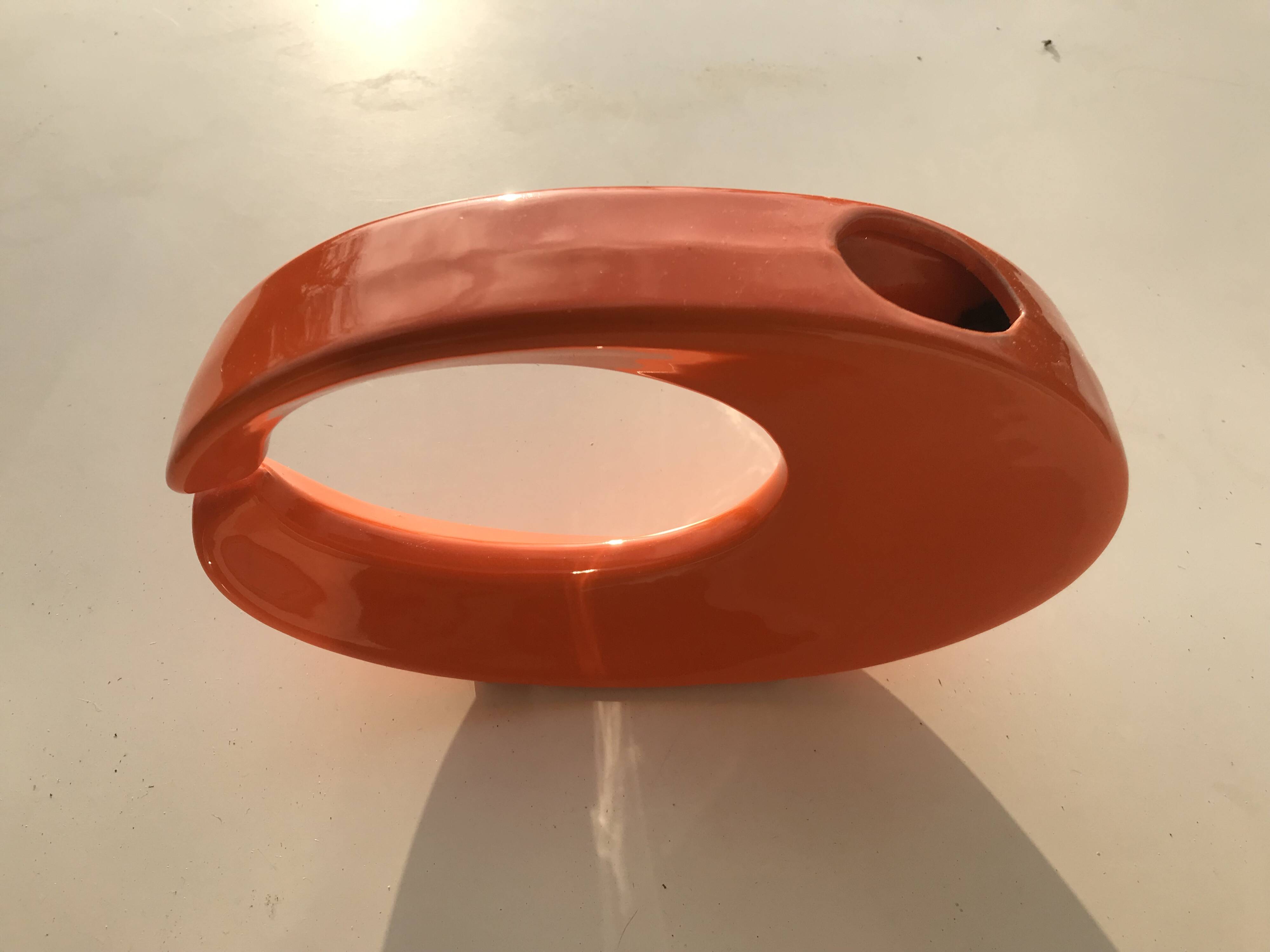 Ceramique  forme geometrique orange
