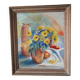 Antique painting depicting a bouquet of flowers