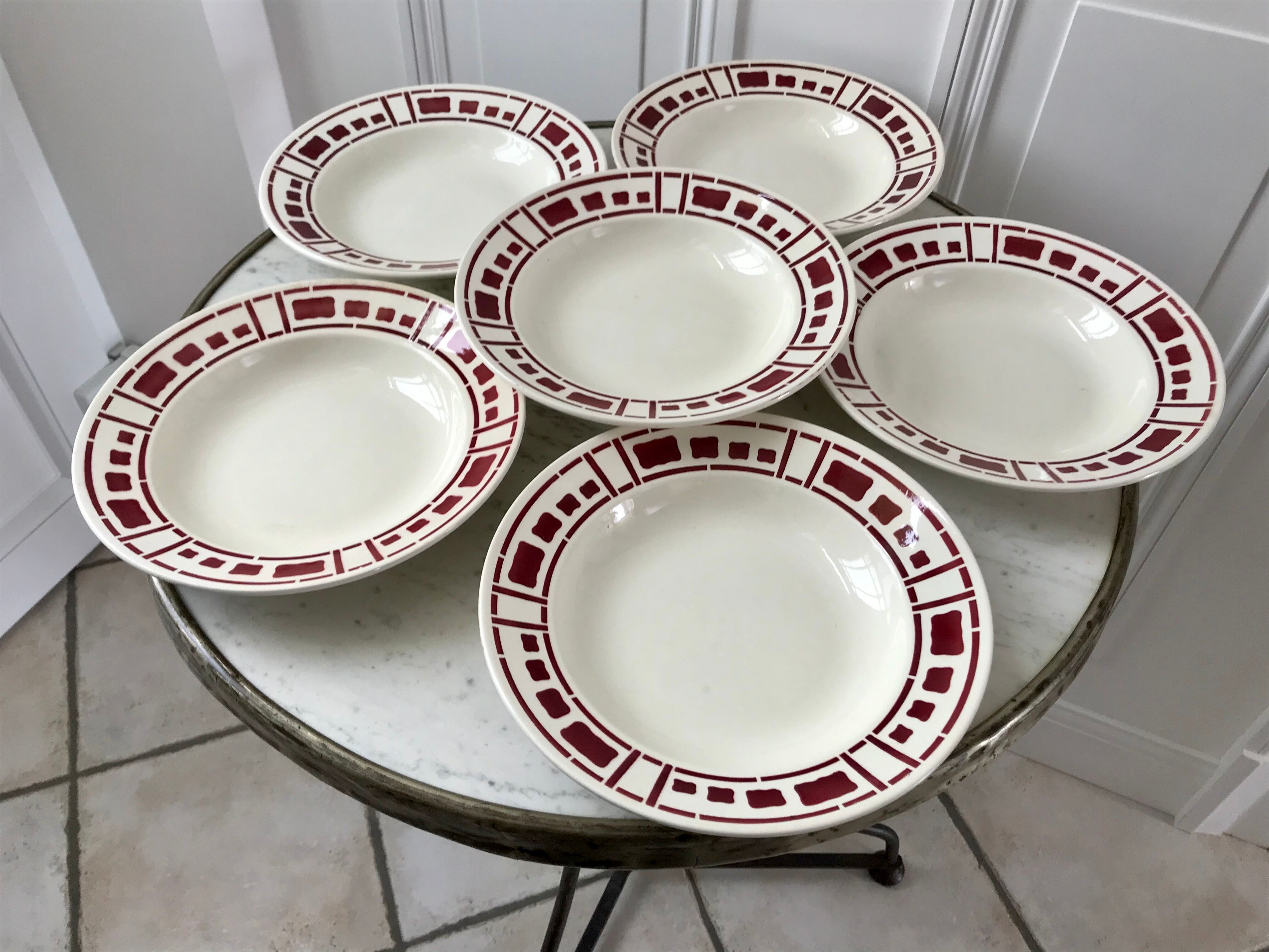 Lot de 6 assiettes creuses badonviller modèle barbizon années 30
